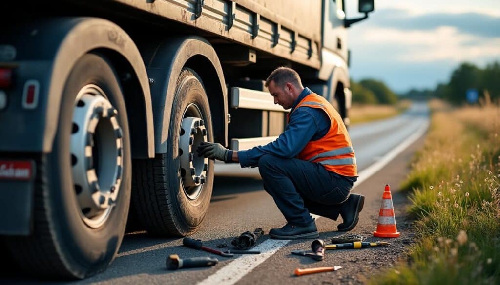 Que faire pour réparer une crevaison de roue sur un fourgon de transport ?