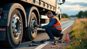 Que faire pour réparer une crevaison de roue sur un fourgon de transport ?