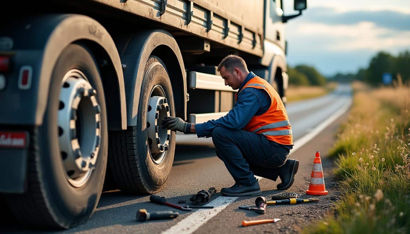 Que faire pour réparer une crevaison de roue sur un fourgon de transport ?