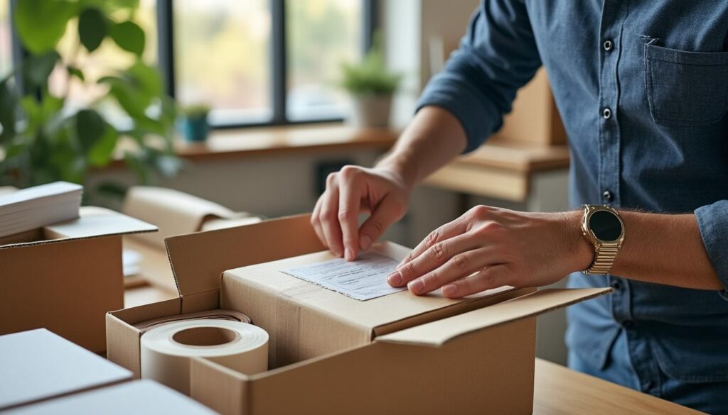 La préparation d'emballages sécurisés pour la livraison bureautique