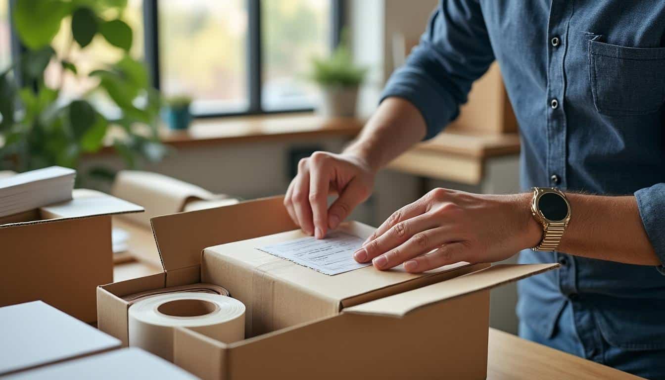 La préparation d'emballages sécurisés pour la livraison bureautique